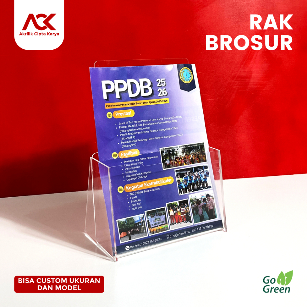 

Rak Brosur Akrilik A5 / Tempat Brosur / Display Brosur / Akrilik / Rak Penyimpanan Brosur / Model Biasa