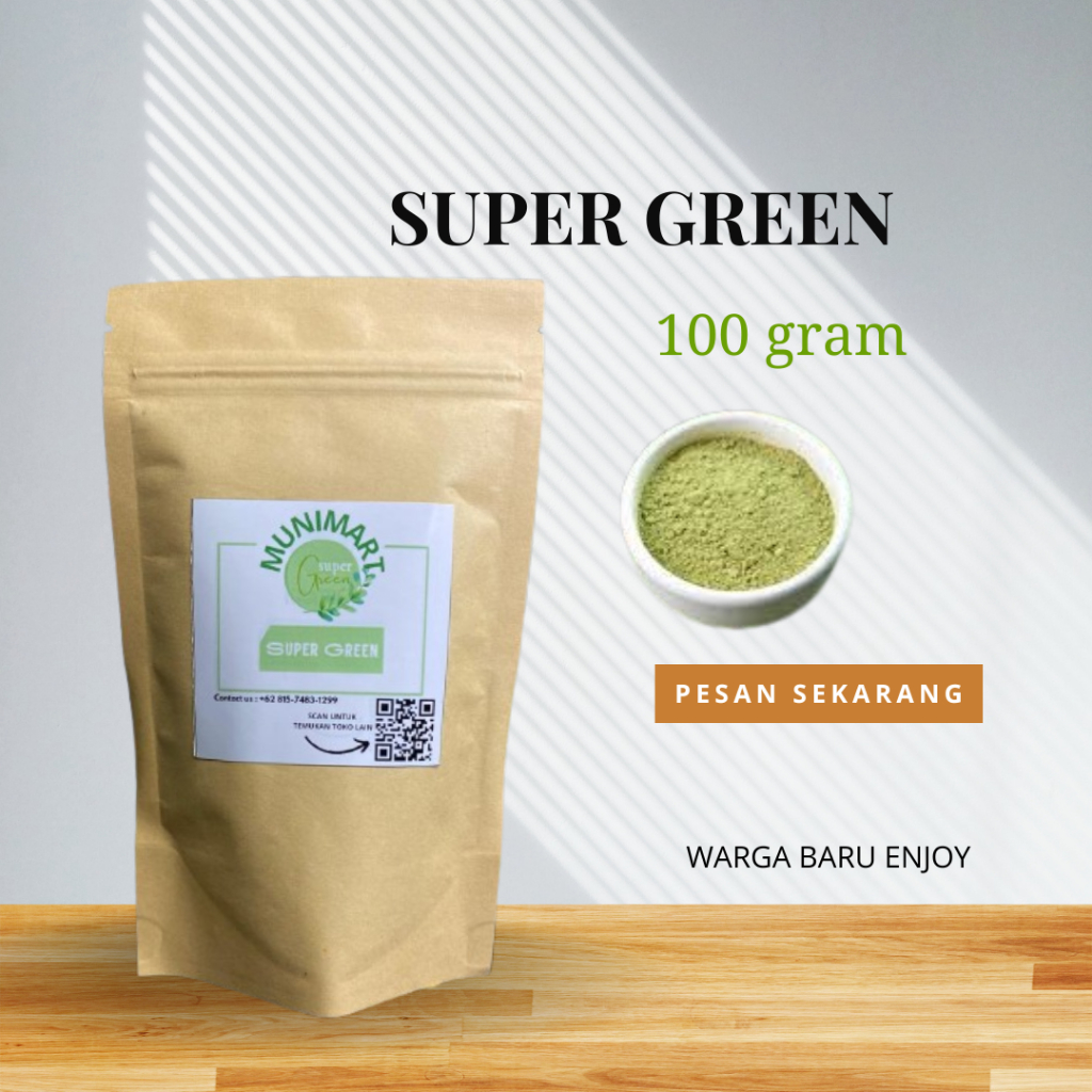 

100gram bubuk herbal hijaau aslii s+ terbaik
