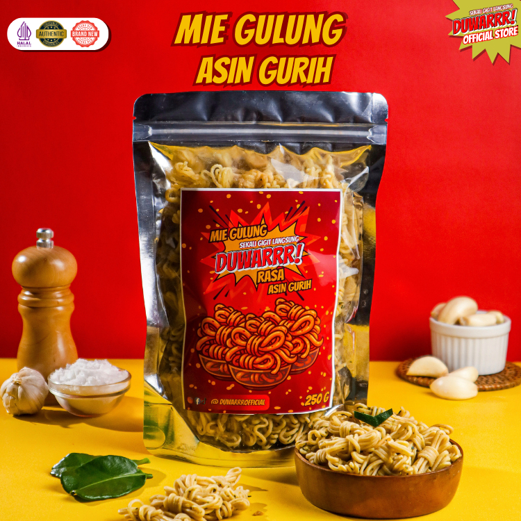 

DUWARRR! Mie Gulung Asin Gurih – Sekali Gigit Langsung DUWARRR! | Asin Gurih | 100g–1000g