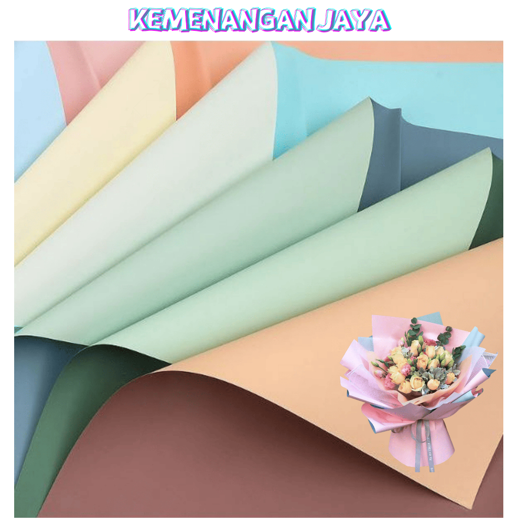 

Isi 20 LEMBAR Flower Wrapping Paper Dua Warna Pastel Polos Kertas Buket Bunga Bi Color Cellophane KB021