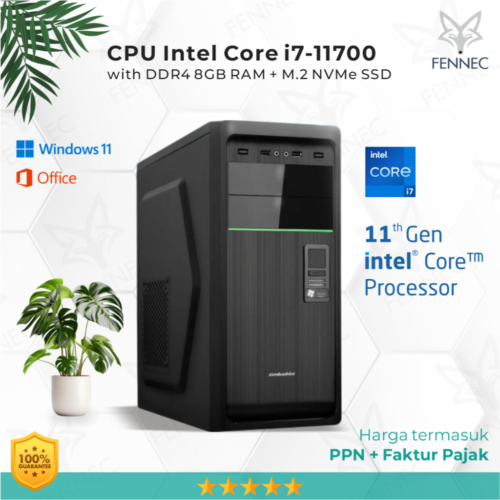 CPU PC Komputer Intel Core i7-11700 Gen-11 RAM 8GB SSD Rakitan Office