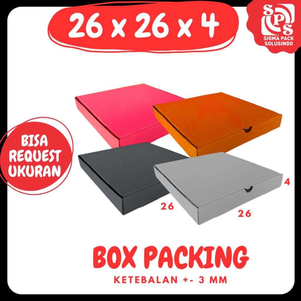 

Box 26x26x4 LD Kardus 26x26x4 LD Dus Pizza 26x26x4 LD Kotak Packing hampers Zigma Pack