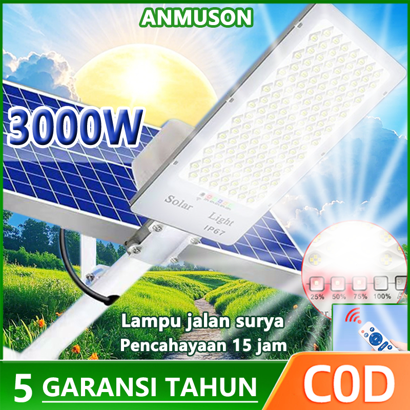 3000W lampu tenaga surya lampu jalan tenaga surya lampu jalan tenaga surya otomatis lampu solar cell