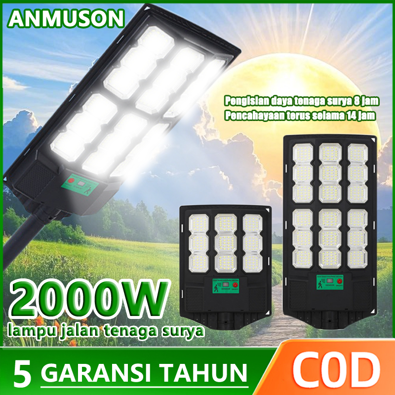 2000W lampu jalan tenaga surya lampu solar cell lampu outdoor lampu jalan tenaga matahari lampu sola