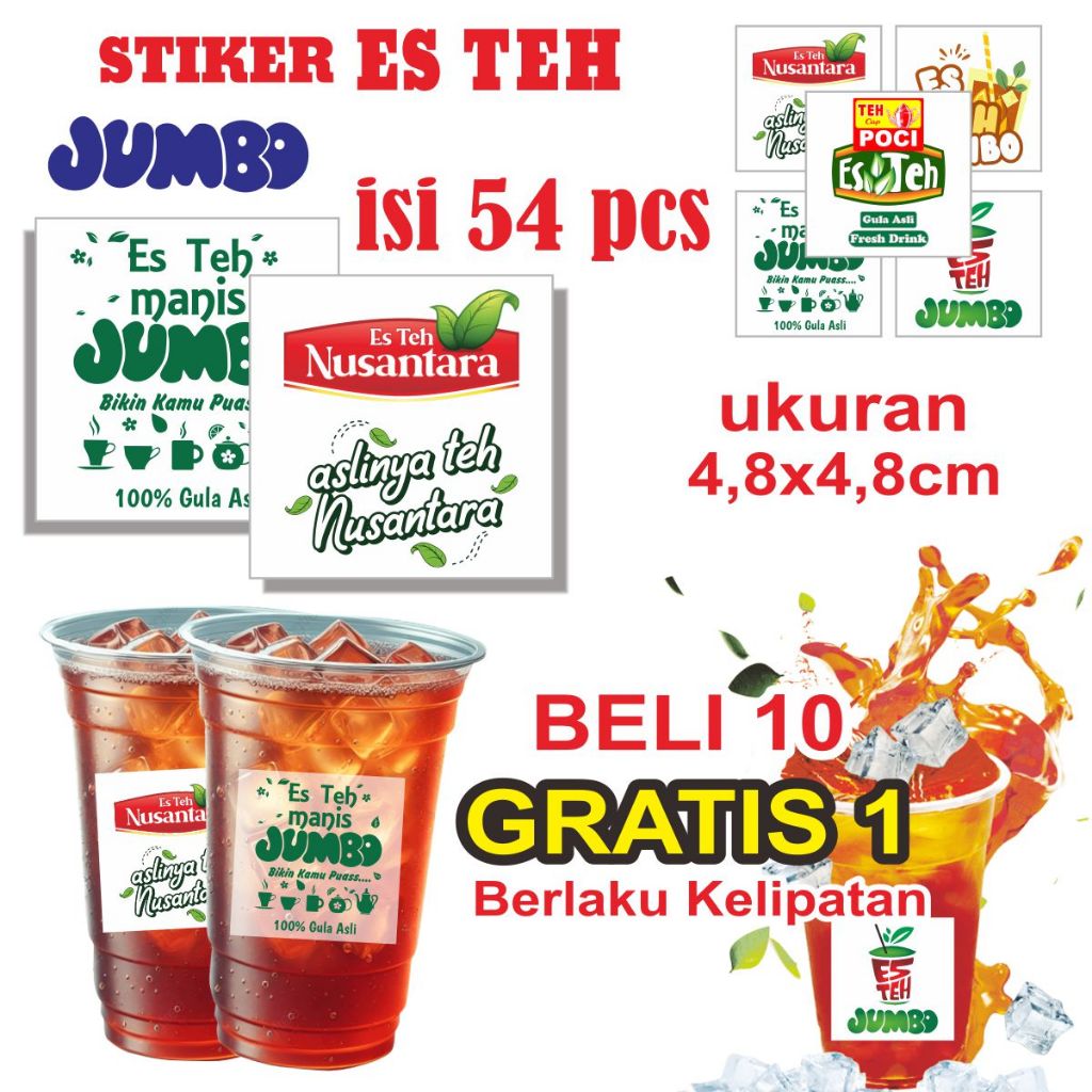 

Stiker Transfaran Cup Es Teh Isi 24 pcs Anti Air es teh jumbo