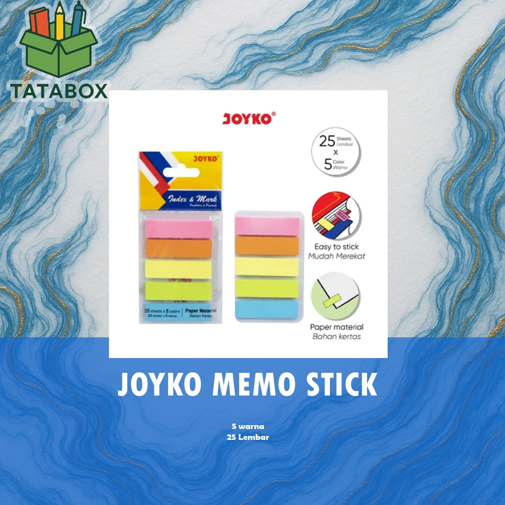 

JOYKO MEMO STICK STICKY NOTES KERTAS TEMPEL PENANDA PEMBATAS KERTAS BUKU JOYKO WARNA WARNI PLASTIK