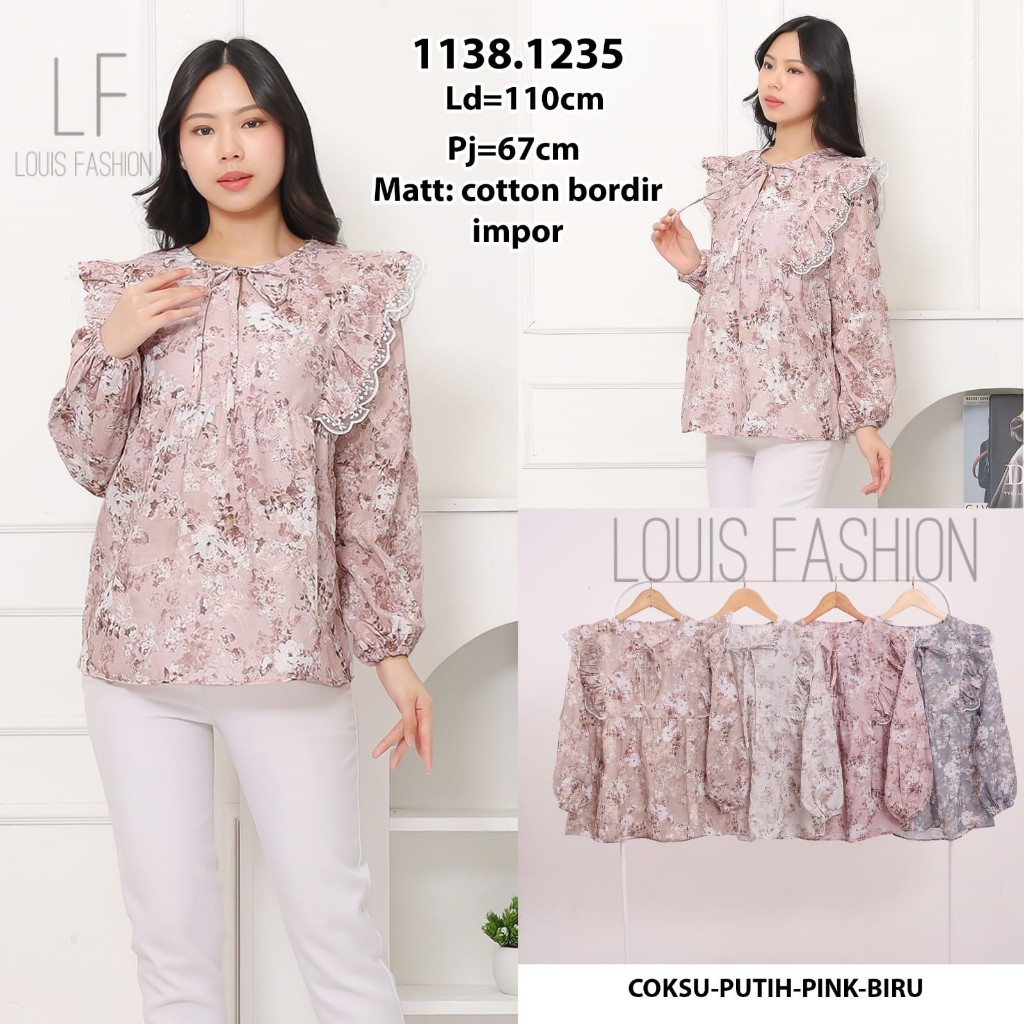 atasan blouse katun motif bunga