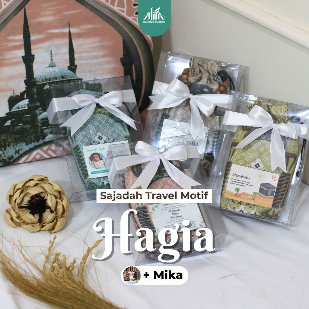 Sajadah Travel Motif Hagia Sophia Free Mika + Pouch, Souvenir Sajadah Premium, Souvenir Pernikahan, 