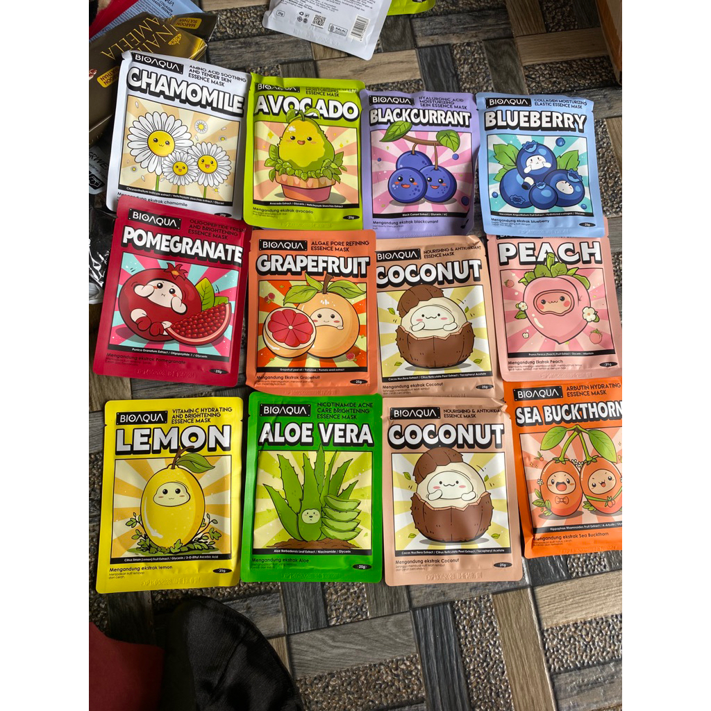 [DS] paket sheetmask bioaqua 12pcs masker bioaqua