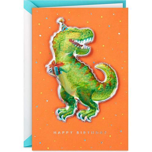 GREETING CARD- SIGNATURE- HALLMARK- BIRTHDAY- KIDS- DINOSAURS- T-REX