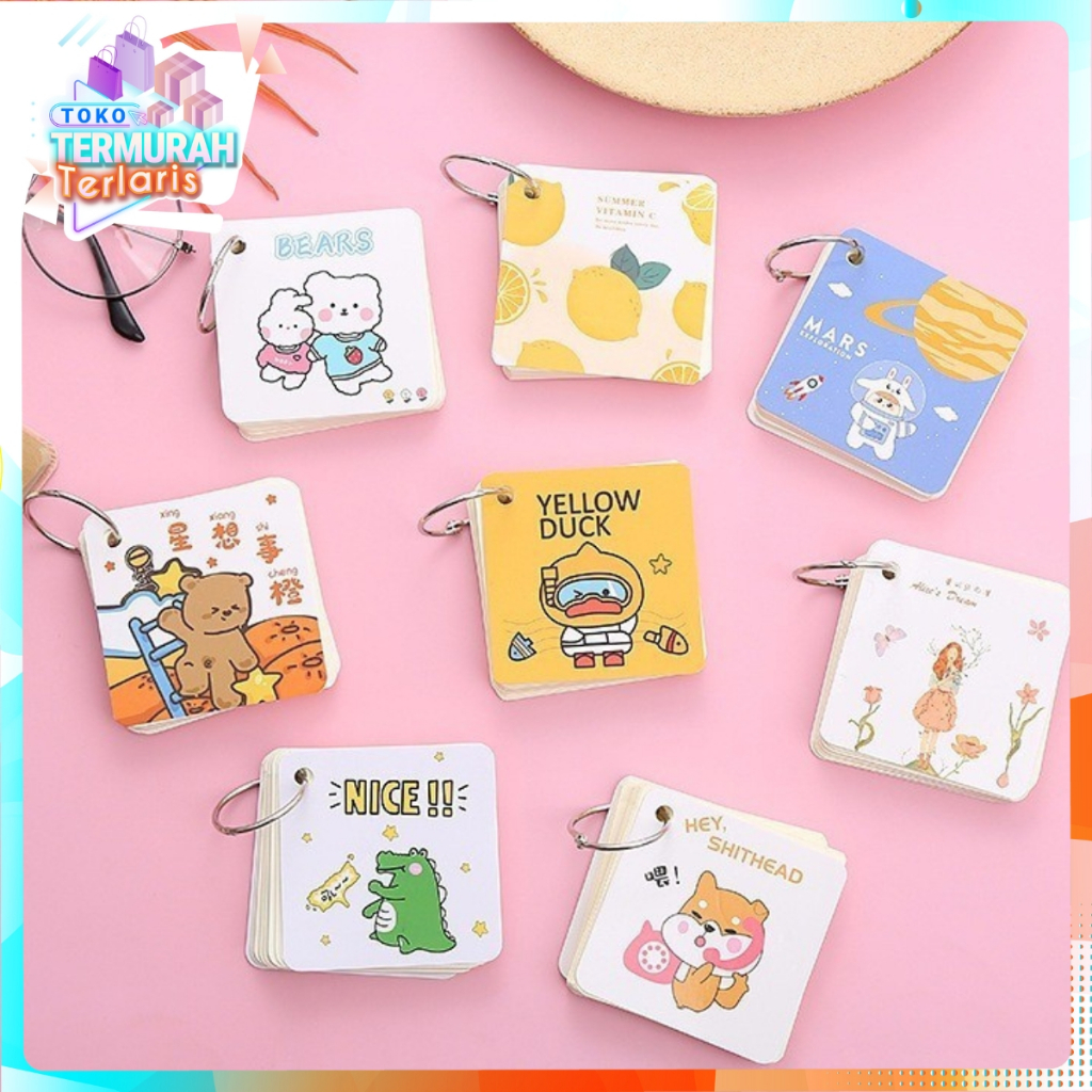 

TTT Buku Note Ring Gantung Karakter Lucu Notebook Ring Mini Isi 80 Lembar Sticky Note Lucu Notepad Dengan Gantungan DIY Book 80Lembar Buku Catatan Memo Karakter