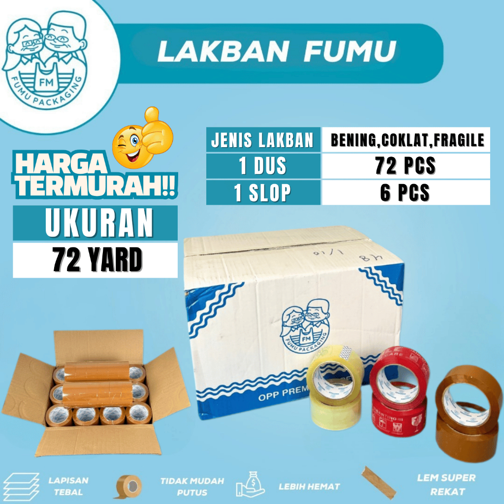 

LAKBAN OPP 72YARD X 45MM TAPE ISOLASI PREMIUM 45MICRON LEM KUAT TERMURAH//LAKBAN BENING/LAKBAN