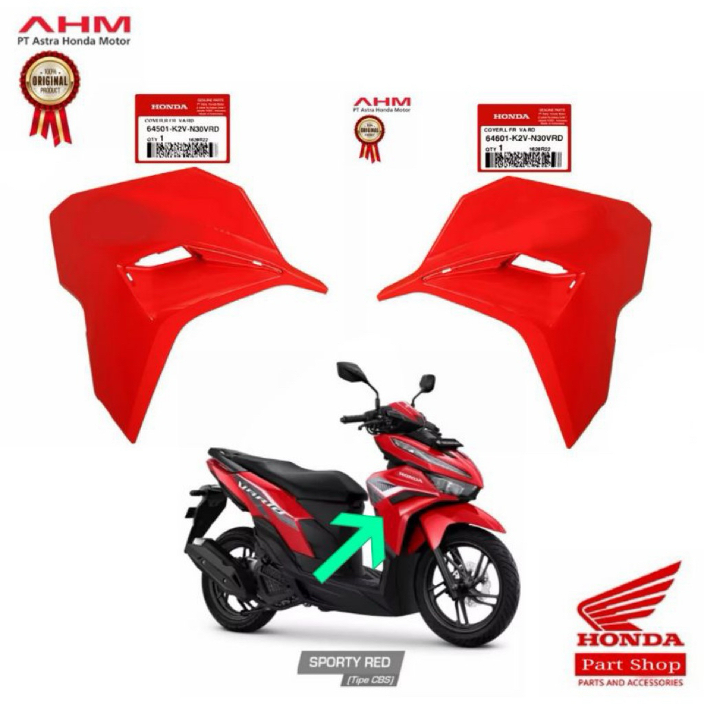 64601-K2V-N30VRD 64501-K2V-N30VRD Cover Body Depan Kiri Atau Kanan Merah Glossy NEW VARIO ESP 125 K2