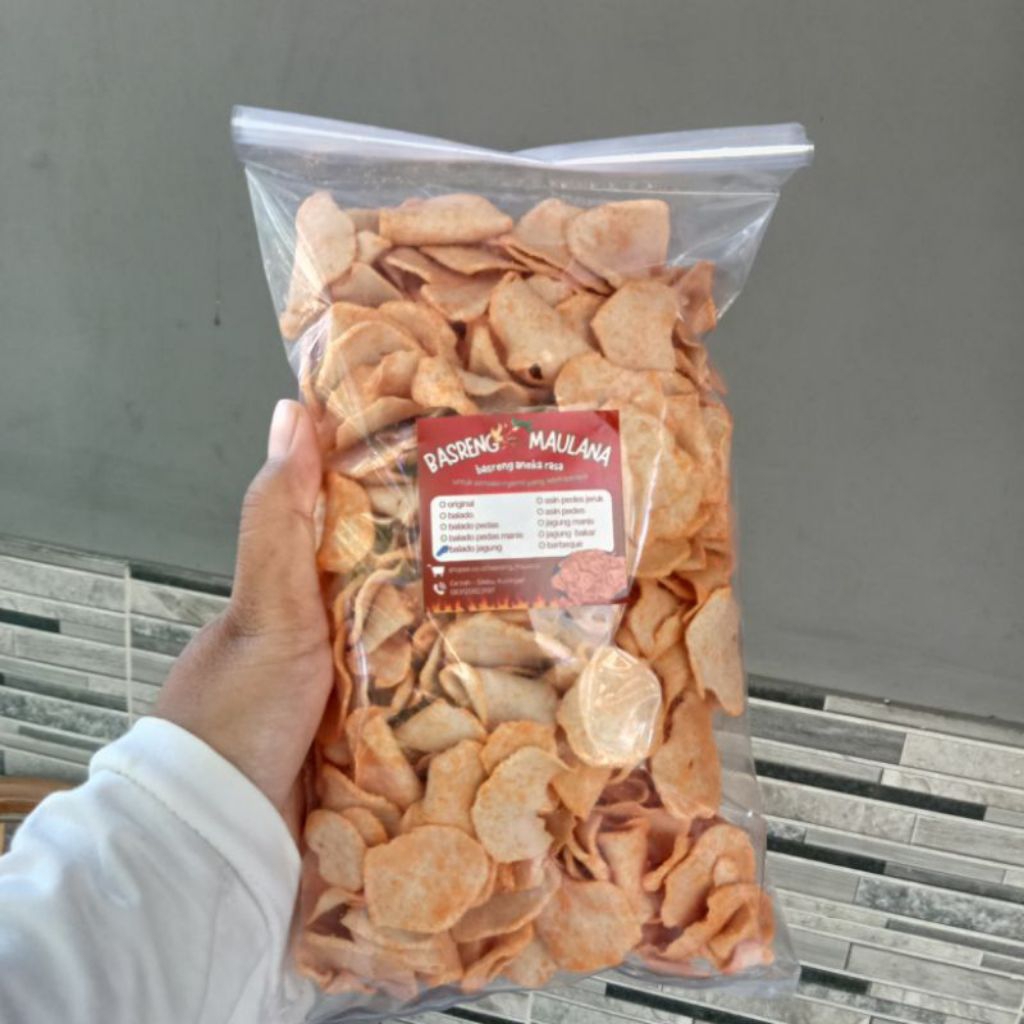 

Basreng keripik 250gr | original balado pedas asin jeruk jagung manis | Basreng kriuk basreng tipis basreng kripik