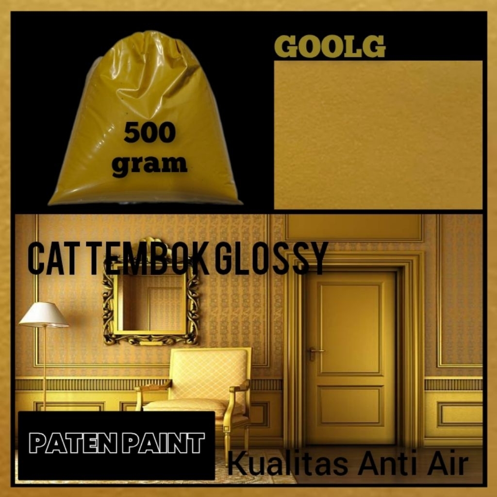 cat tembok gold cat warna emas cat glossy cat metalik cat mengkilap cat 500 gram