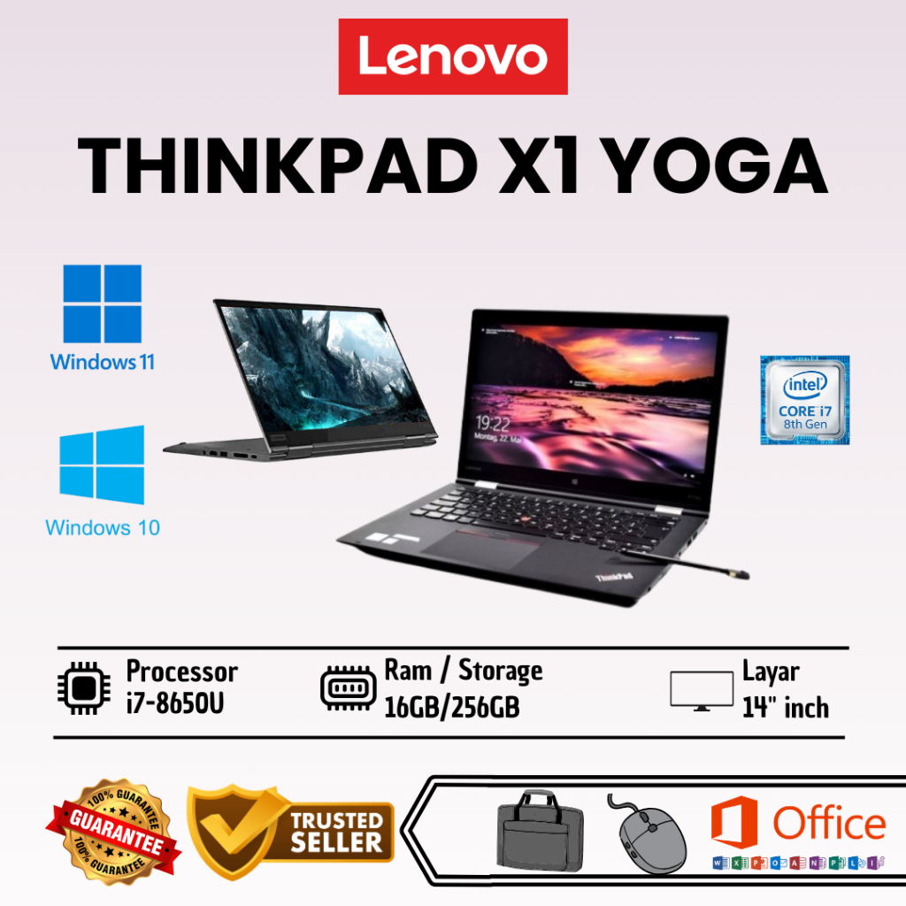 Laptop Lenovo Thinkpad X1 Yoga 2 in 1 Touchscreen RAM 16 SSD 256GB Second Bergaransi