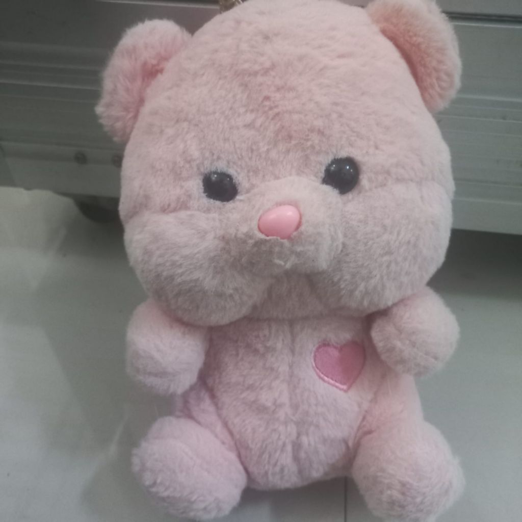 boneka beruang pink love kecil import