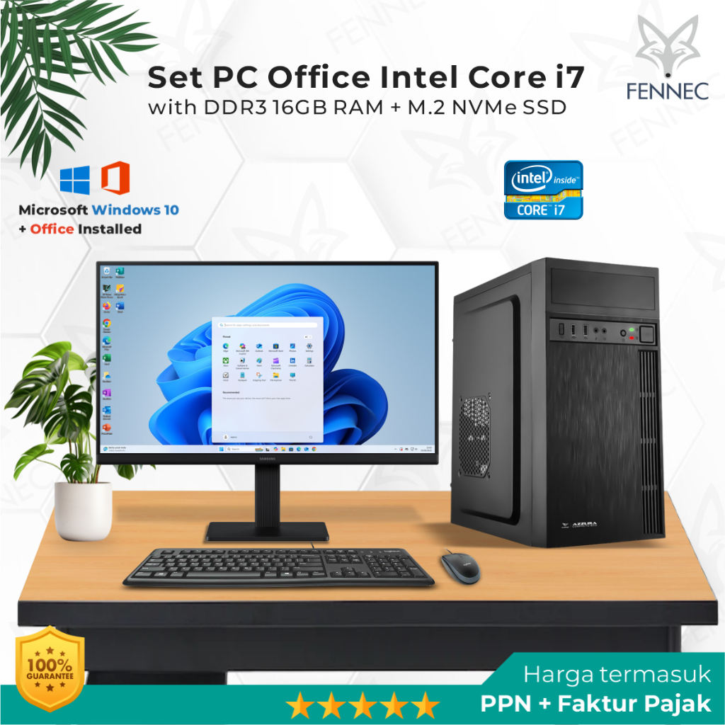 Set PC Komputer Intel Core i7 RAM 16GB SSD Rakitan Office
