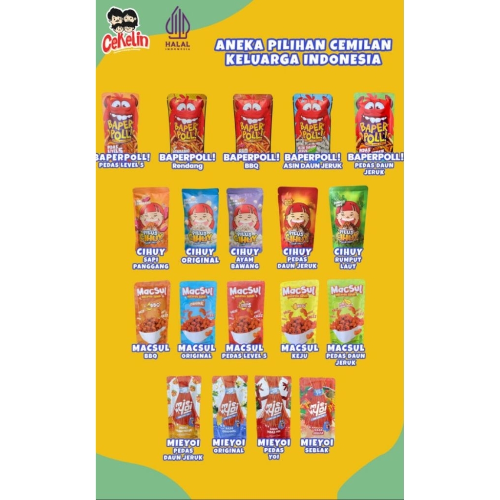 

Cekelin Basreng/Macaroni/Pilus/Keripik Tempe/Kerupuk Seblak 50 gr
