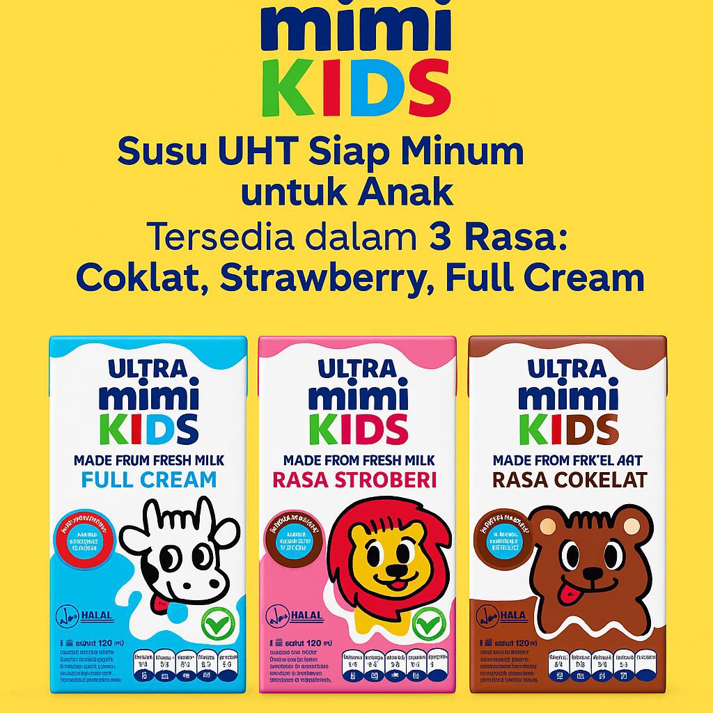 

Susu ultra Mimi kids 125ml isi 40 Pcs dengan 3 varian rasa