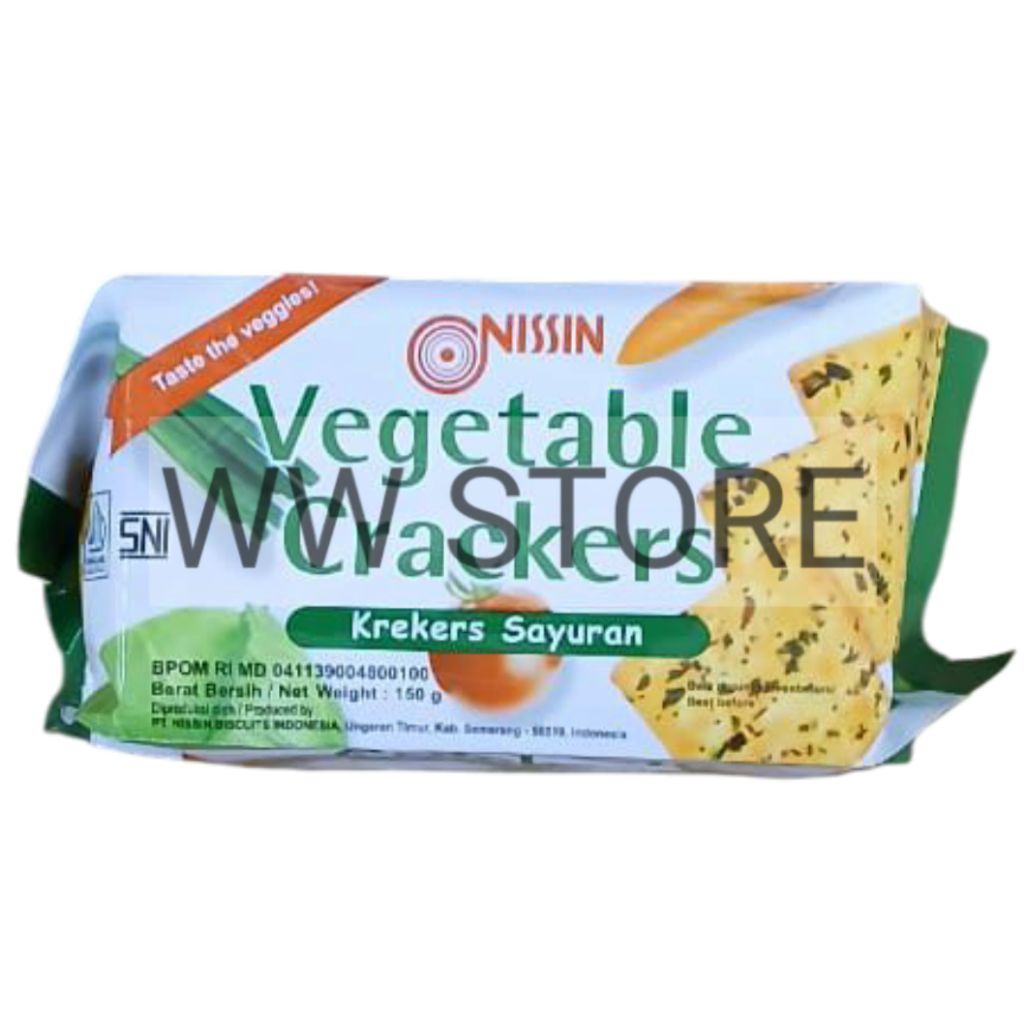 

Biskuit kreker kraker krekers krakers sayuran halal MUI NISSIN Vegetable Cracker Crackers 150g