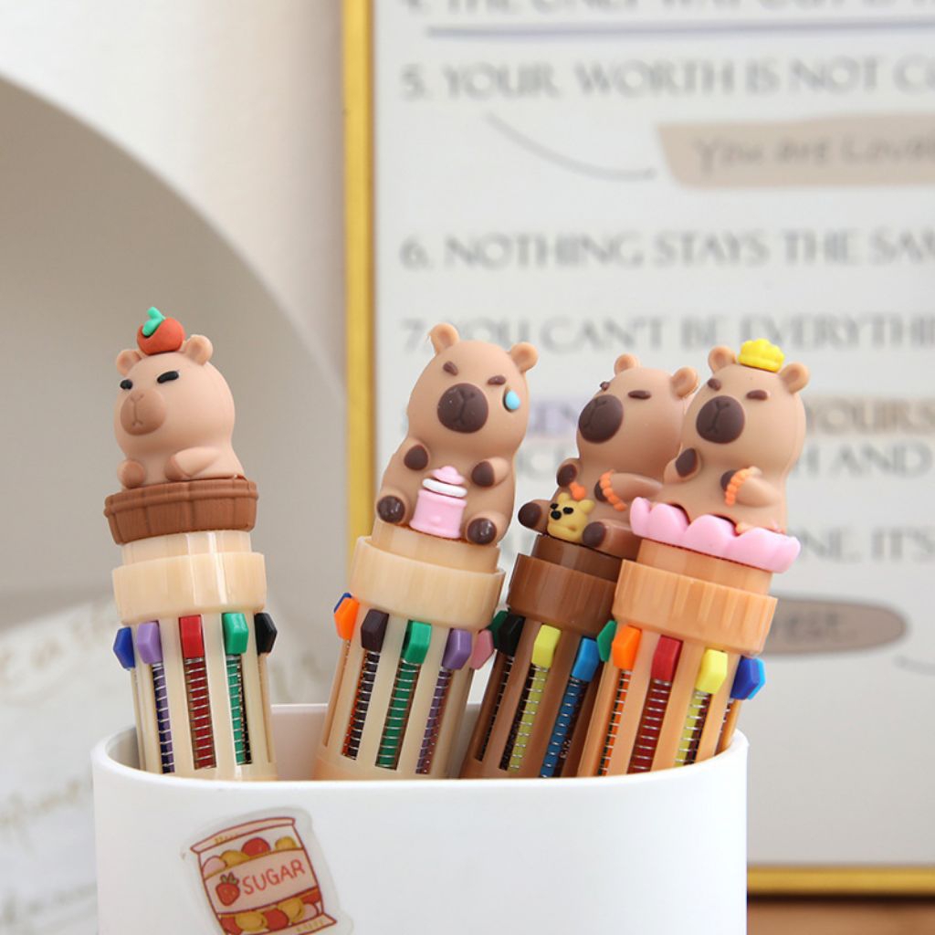 

ATK PULPEN CAPYBARA 10 WARNA, PULPEN TEKAN MULTIWARNA