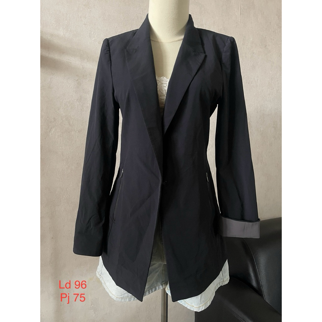 Zishen long blazer kancing kait stik balik size M