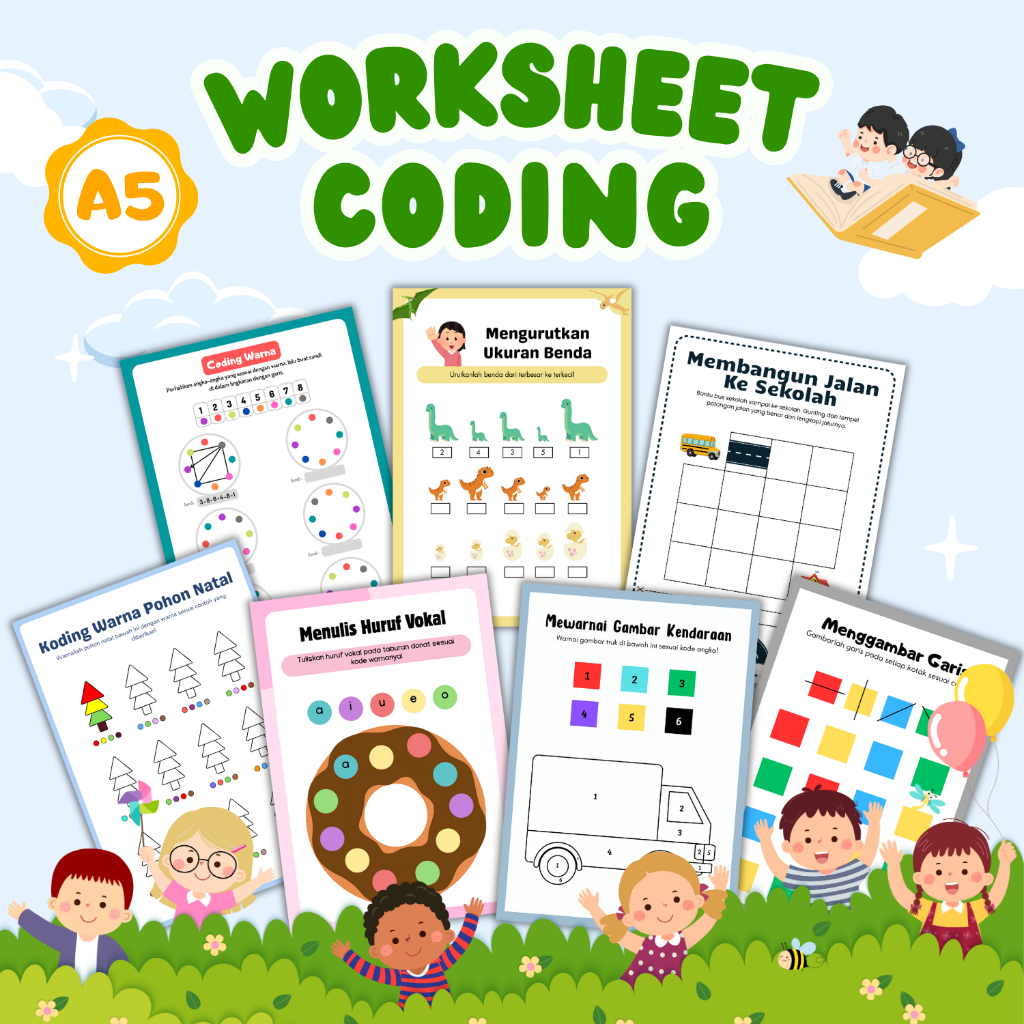 

Worksheet Anak Coding Usia 2-12 Tahun Lembar Edukasi Belajar Koding Seru di Rumah Toddler Preschool PAUD TK SD