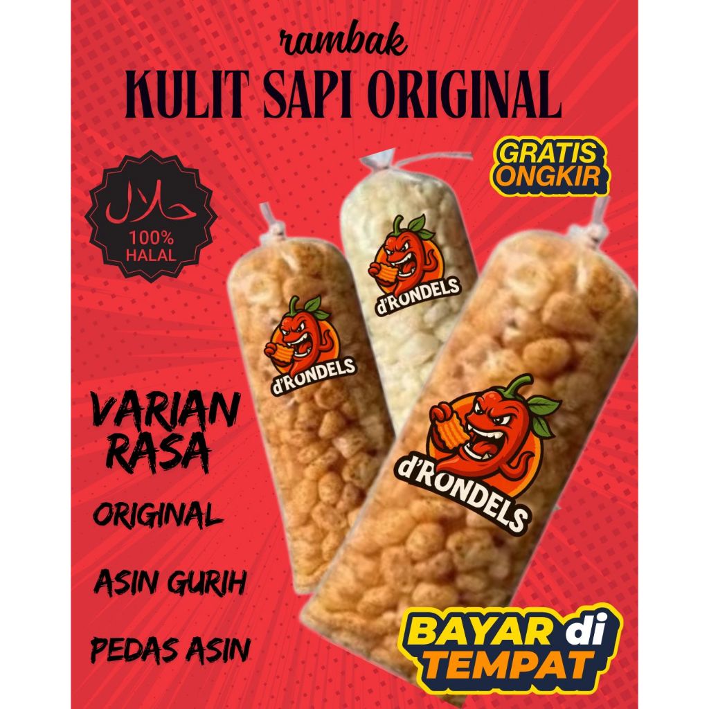 

Dorokdok 1 Ball pedas renyah / kerupuk kulit sapi 1 ball asin gurih asli termurah