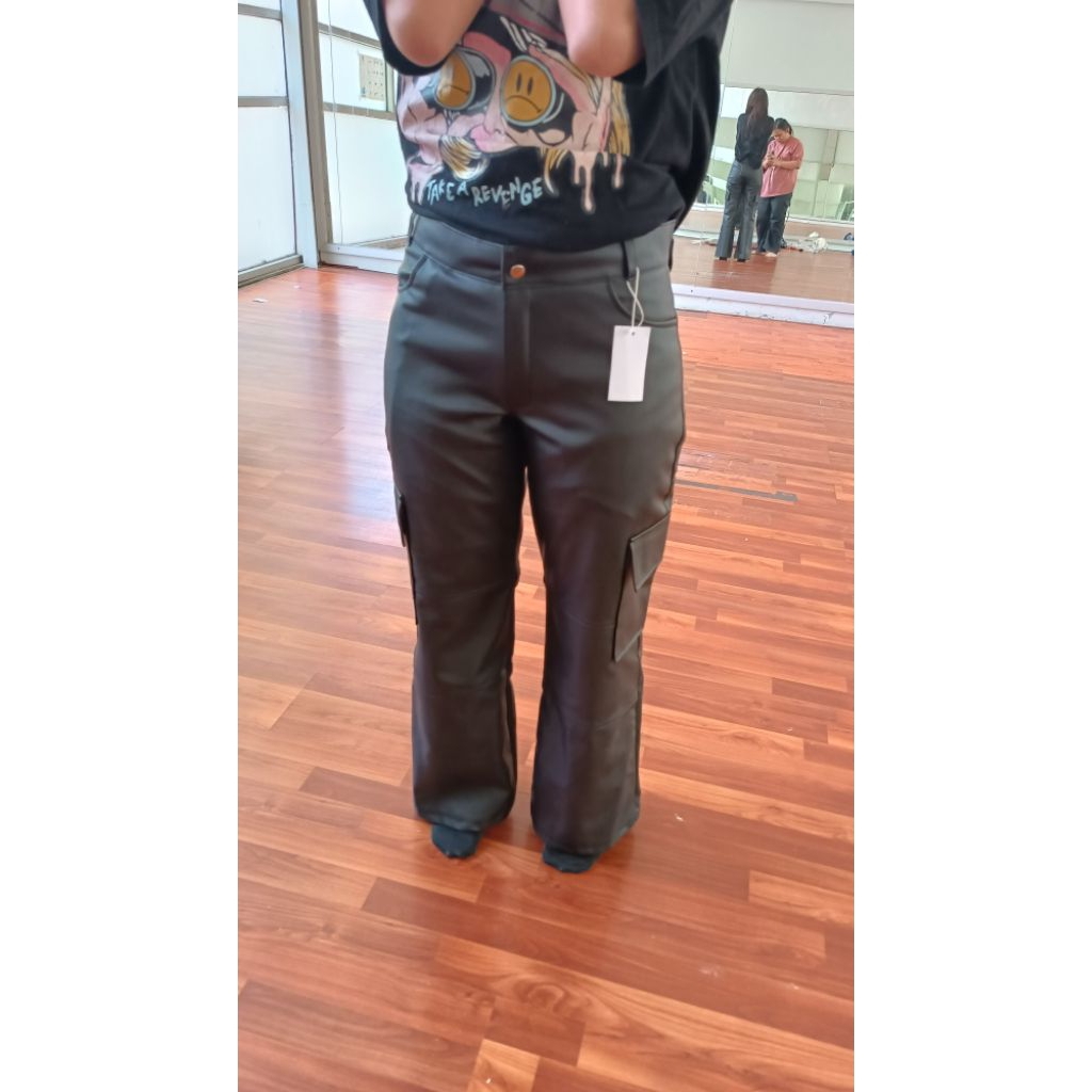 Leather Pants Preloved Celana Kulit Cargo Pants Wide Leg