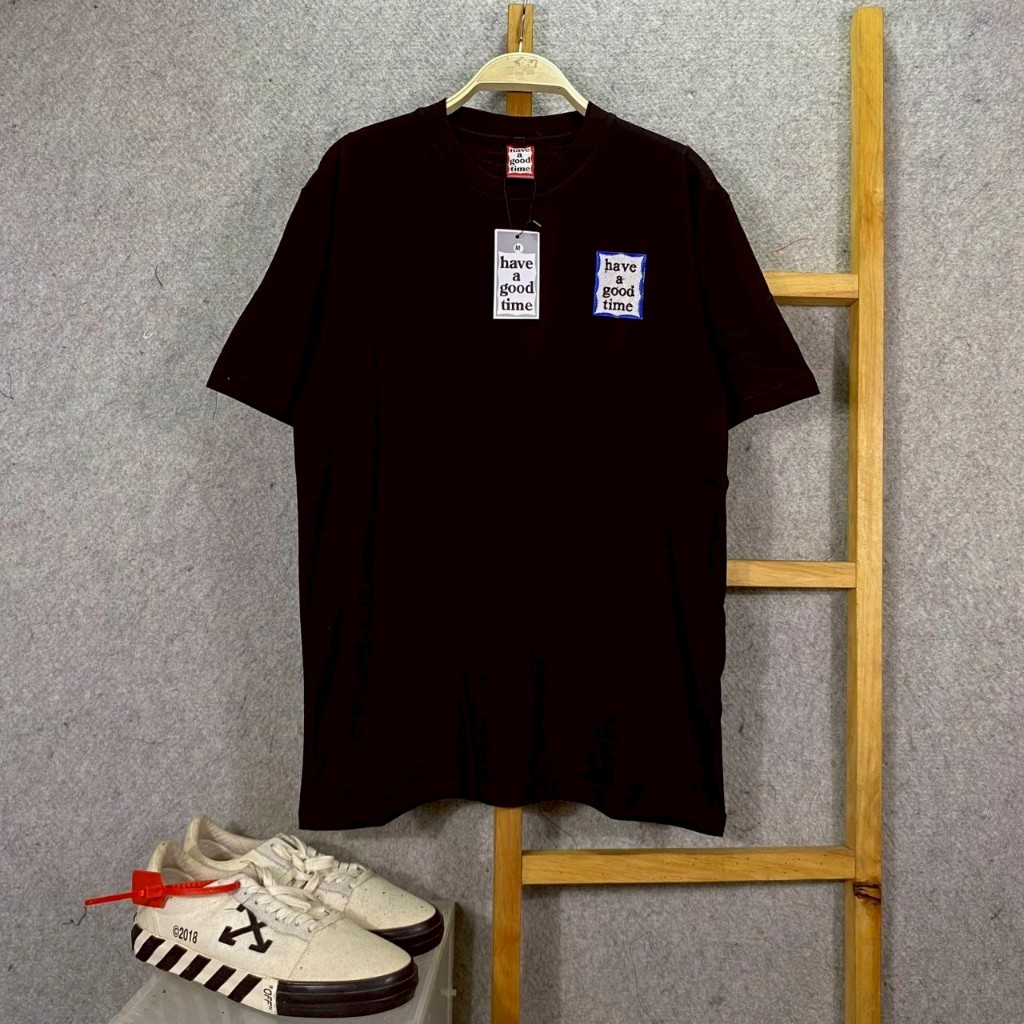 KAOS T-SHIRT HAGT HAVE A GOOD TIME SMALL BORDIR BLUE ON BLACK