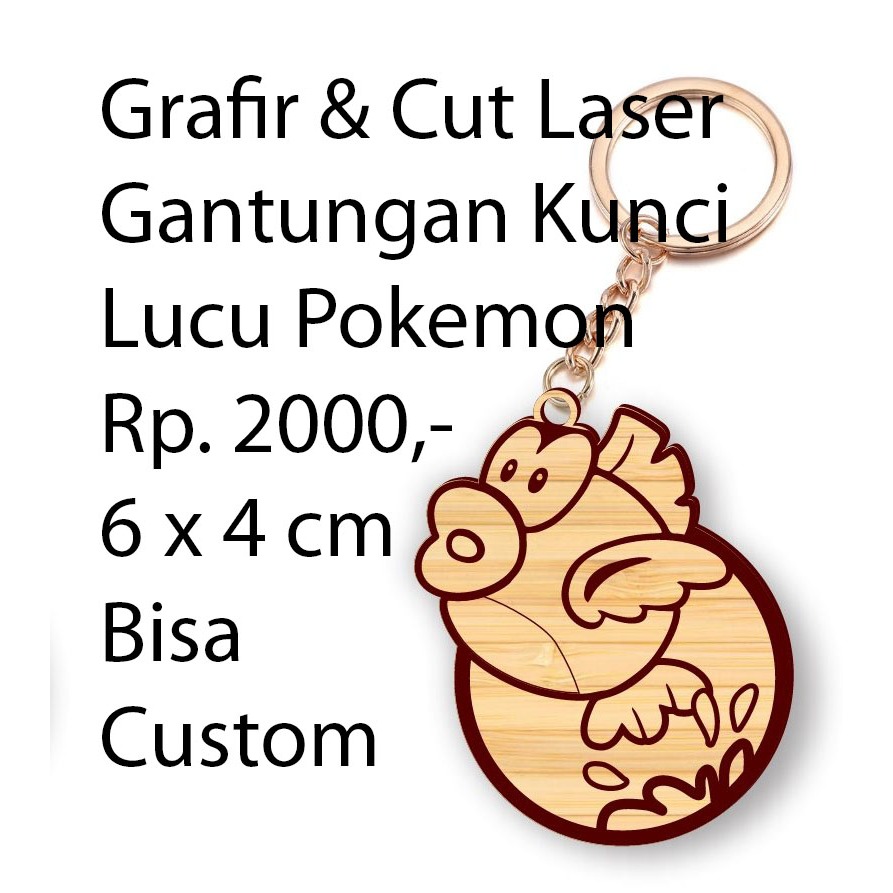 souvenir gantungan kunci kayu / gantungan kunci kayu murah POKEMON