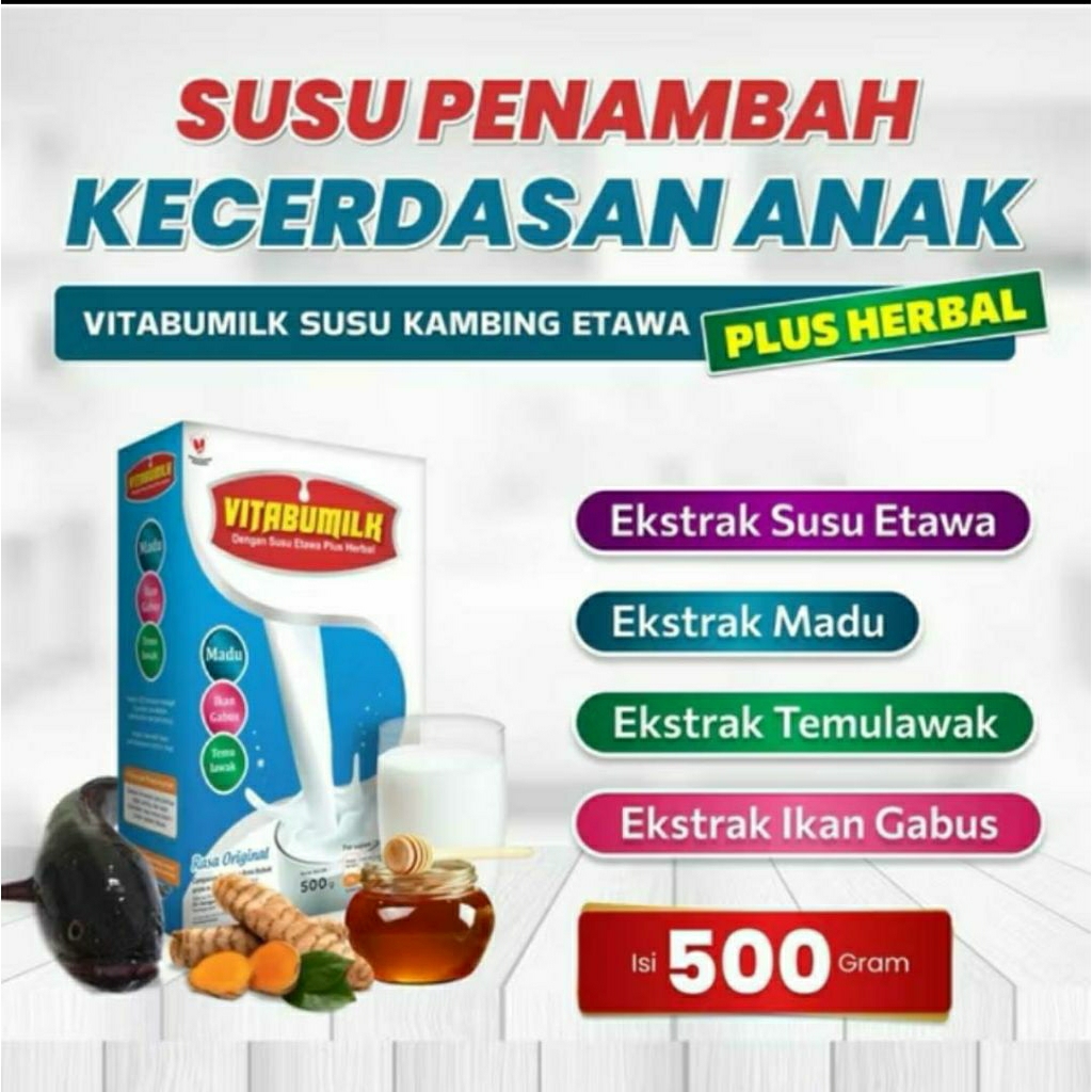 

500gr Vitabumilk (Free Halawa) Susu Cerdas Anak Susu Kambing Etawa Plus Ikan Gabus dan Herbal