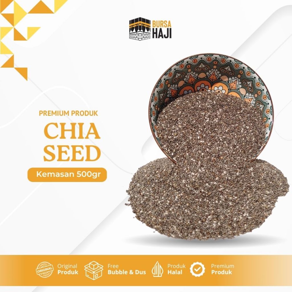 

Chia Seed Organic Black 500gr Kaya Omega 3, Antioksidan, Lebih Kaya Dari Kacang Almond Ikan Salmon