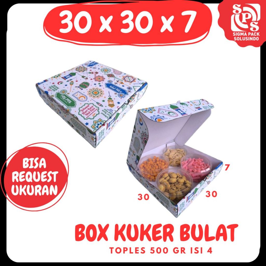 

Box 30x30x7 LD Toples 500gr Isi 4 Kue Kering Motif Lebaran/Polos Eid Mubarok Kotak Idul Fitri Dus Parcel Box Lebaran Kardus Packing Bingkisan Baju Kotak Hampers