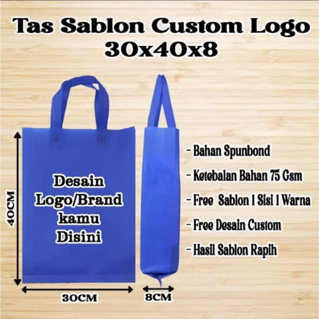 

Tas Spunbond 30x40x8 Sablon Custom Logo/Brand/Tulisan
