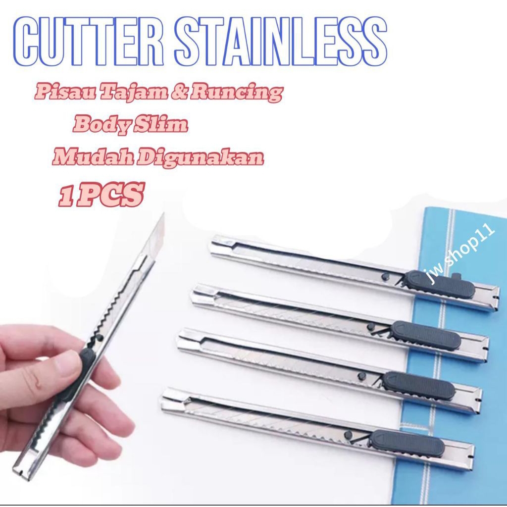 

Cutter Stainless Mini 12.5cm Anti Karat Serba Guna / Pisau Cutter Memotong Kertas