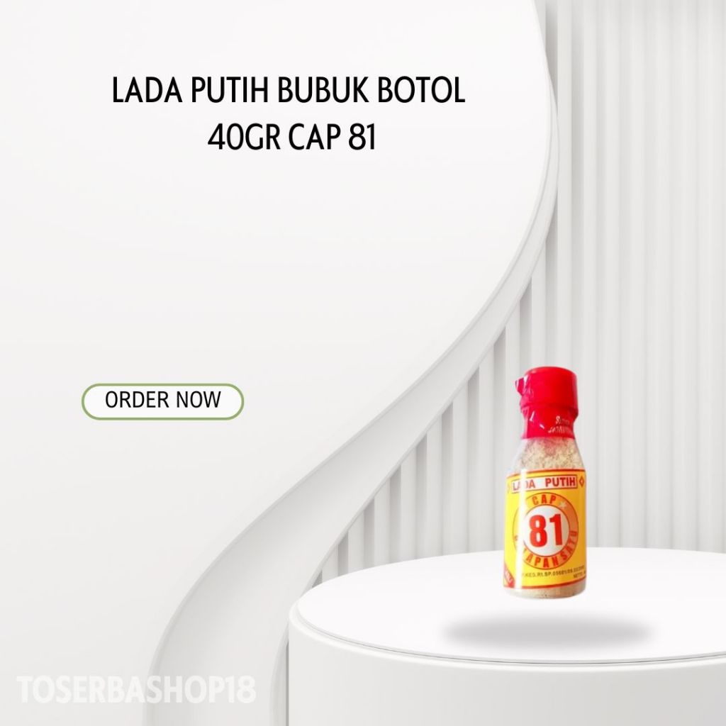 

Lada Putih Bubuk Botol 40gr Cap 81 / Bubuk Lada Putih Botol