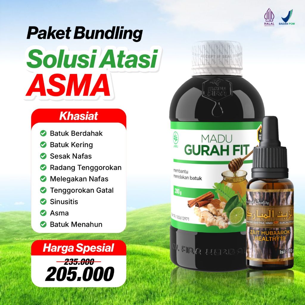 

Promo Bundling Madu Gurah Fit Dan Zait Mubaarok Atasi Masalah Pernafasan Asma Batuk Sesak Nafas