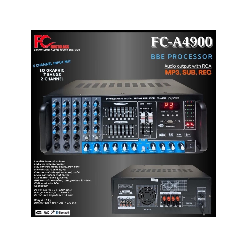 Amplifier FIRSTCLASS FC-A4900 Amplifier Bluetooth Usb Sd Card Original