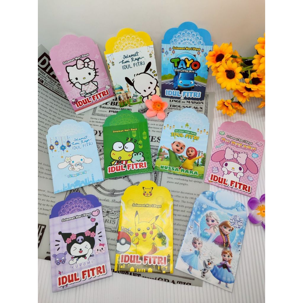 

10 Pack (100 pcs) Amplop Lebaran Amplop Hari Raya Idul Fitri Amplop Kartun Terbaru