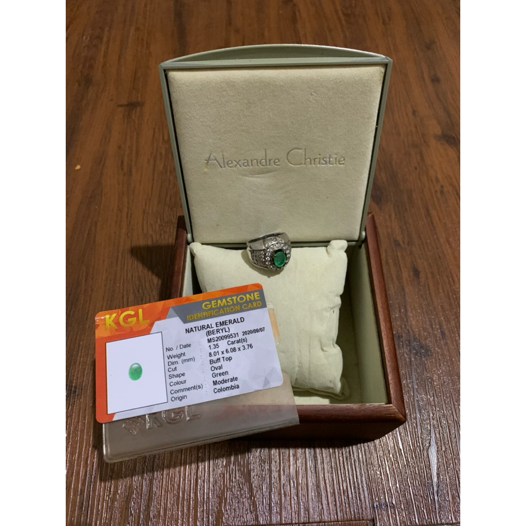 Batu zamrud Colombia ring perak pesanan ring uk. 18
