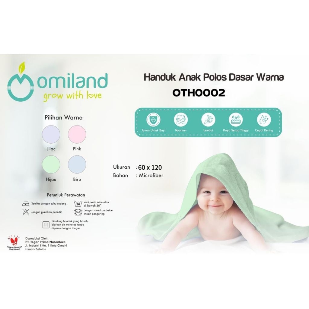 OMILAND HANDUK ANAK BAYI POLOS DASAR WARNA LEMBUT