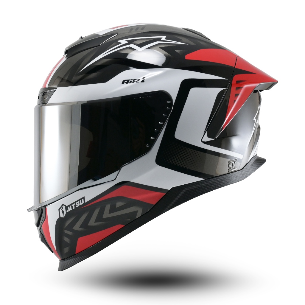 Helm Jitsu Air 1 Full Face Terbaru Motif Carbon Tech Kaca Visor Iridium Blue