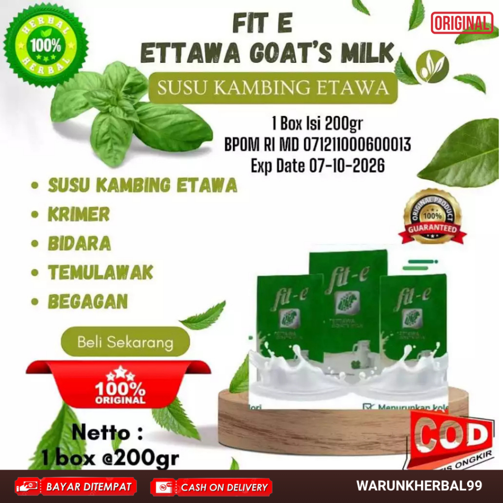 

FIT-E SUSU KAMBING ETAWA + BIDARA TEMULAWAK PEGAGAN | 200GR ORIGINAL HERBAL