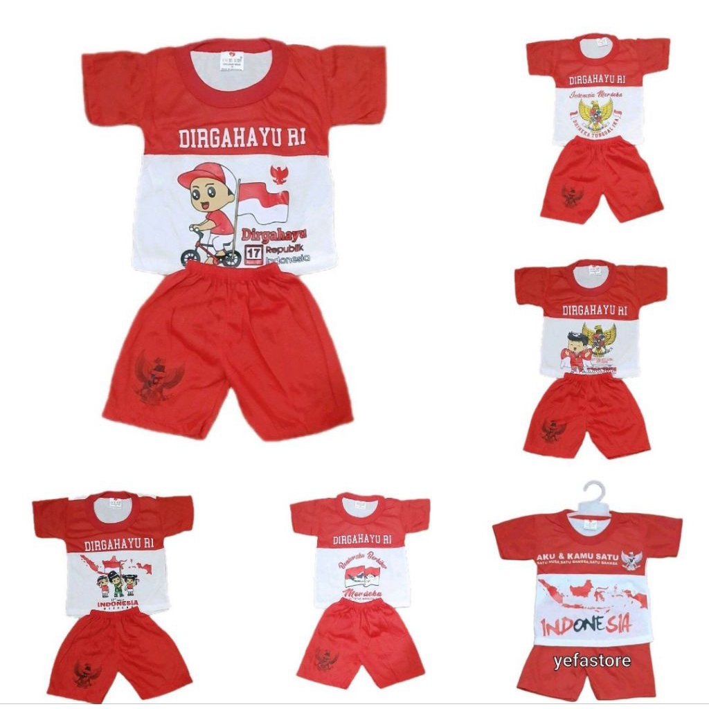 SETELAN BAJU MERAH PUTIH 0-8 TAHUN BAJU ANAK 17 AGUSTUSAN BAJU ANAK MERAH PUTIH DIRGAHAYU 17 AGUSTUS