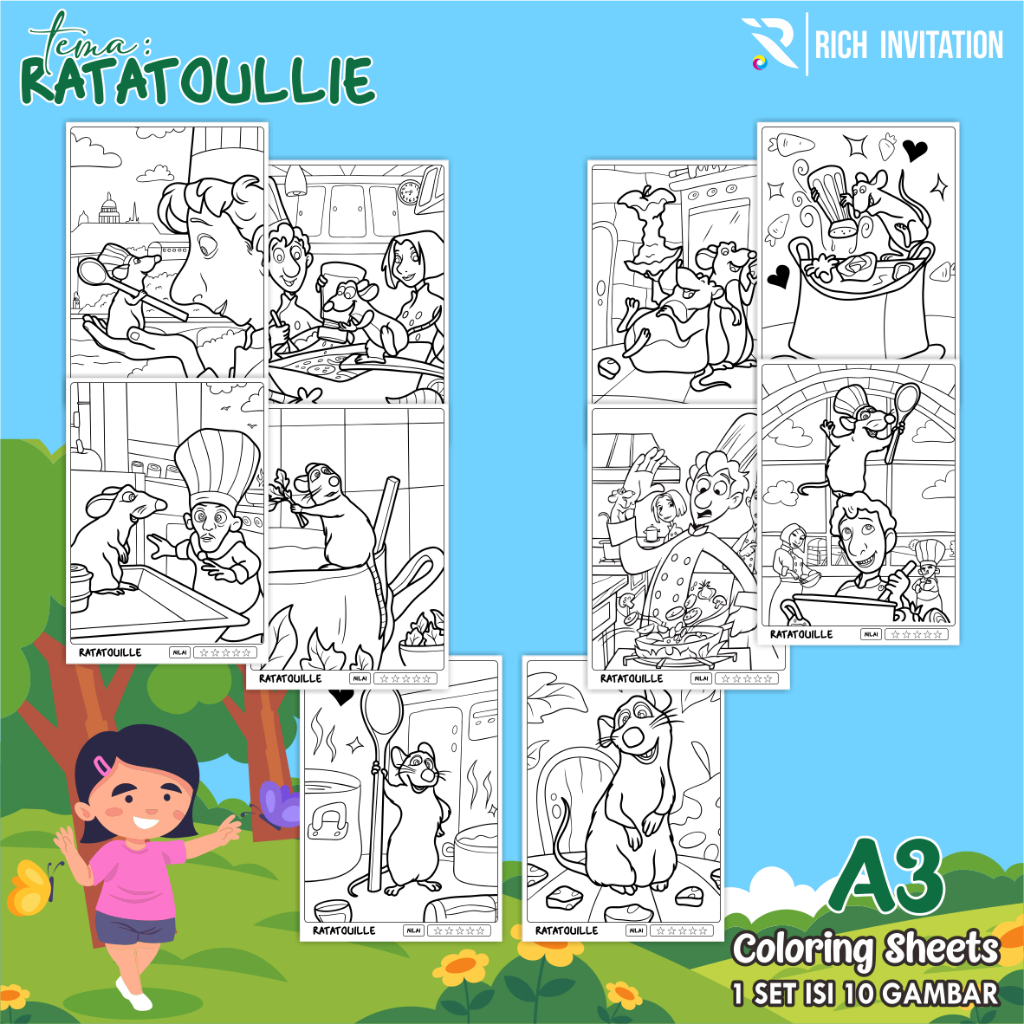 

(A3) KERTAS GAMBAR UNTUK ANAK - LEMBAR MEWARNAI ANAK 1 SET ISI 10 LEMBAR GAMBAR - KODE KARTUN ANAK