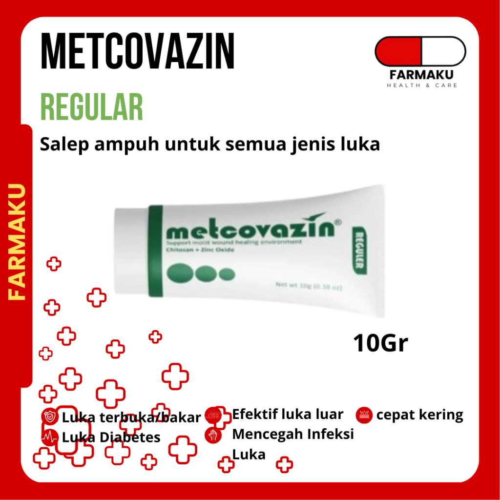 Metcovazin Regular Salep Ampuh untuk Semua Jenis Luka 10Gr | Salep Luka Diabetes |  Salep Luka Bakar