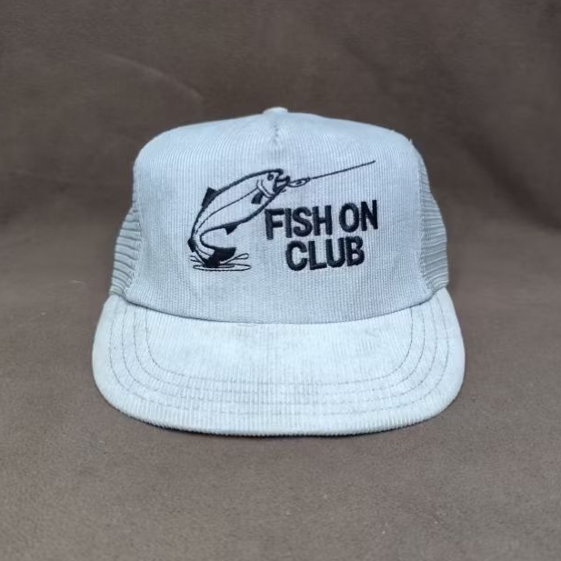 Vintage Trucker Hat Corduroy Fish On Club