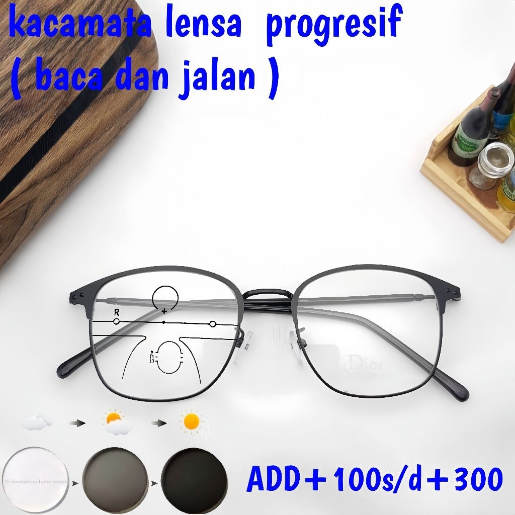 kacamata pria/wanita kacamata lensa  dobel fokus( baca dan jalan ) photocromic